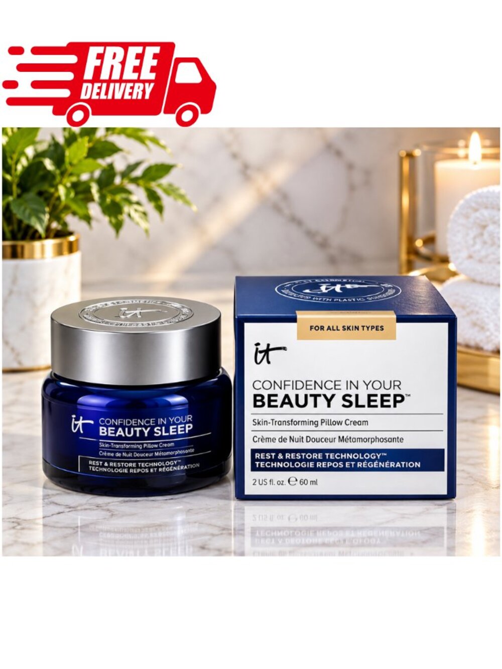 IT Cosmetics Confidence in Your Beauty Sleep Night Cream 2 fl oz NIB